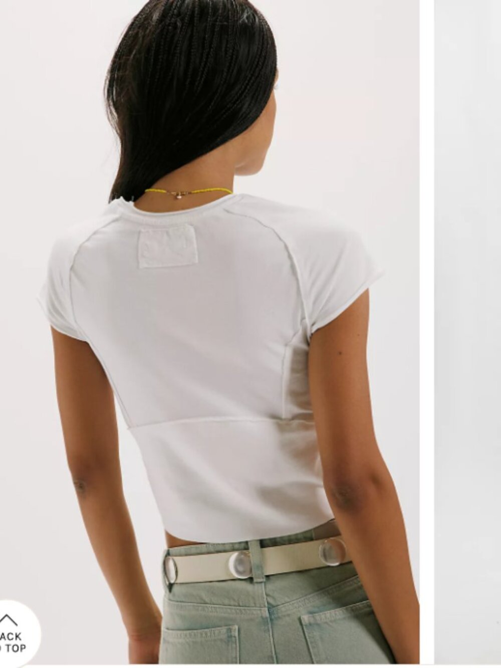 We The Free Protagonist Cropped Cap Sleeve Tee White sz MED - Picture 10 of 10